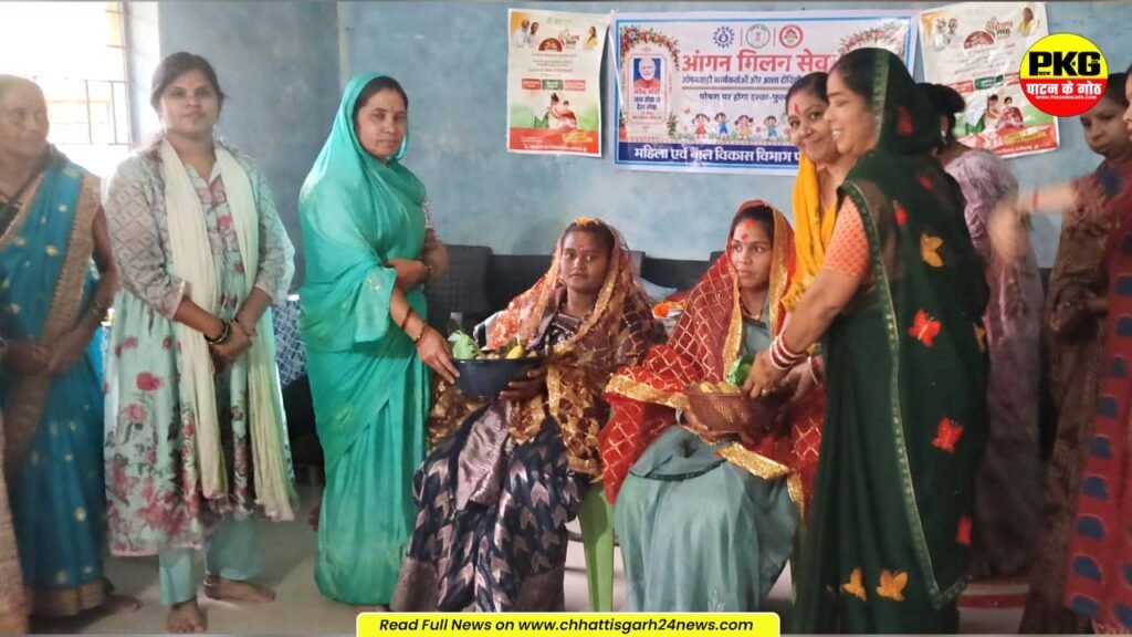 सेवा संकल्प अभियान के तहत आंगनवाड़ी में गोद भराई और अन्नप्राशन 